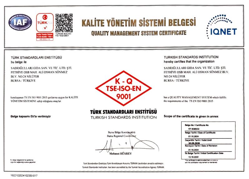 ISO 9001 certificate